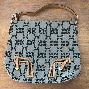 Designer Patterned Hobo Bag - Black and Tan